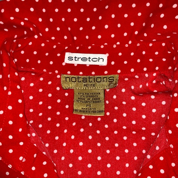 Notations Top Red Polka Dotted Button Up Shirt - Picture 5 of 5